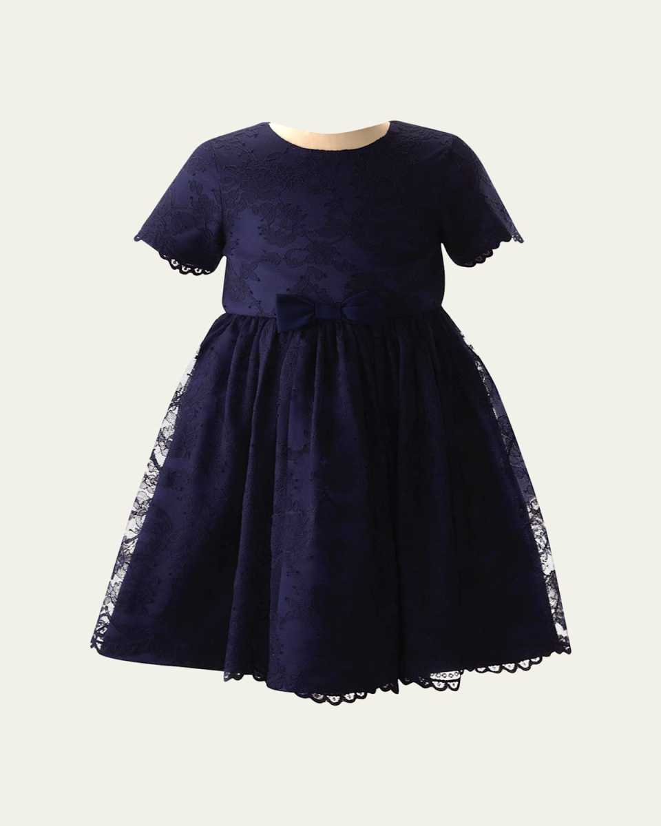 Girl's Lace Scalloped Party Dress, Size 2-1